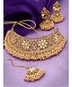 Sukkhi Timelessely Beautiful Gold Plated Gold Kundan & Beads Studded Floral Choker Necklace Set