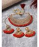 Sukkhi Fashion Gold Plated Red Kundan & Beads Studded Floral Choker Necklace Set