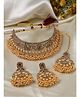 Sukkhi Nice-Looking Gold Plated Gold Kundan & Beads Studded Floral Choker Necklace Set