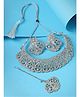 Sukkhi Universal Rhodium Plated Silver AD Stone Studded Choker Necklace Set