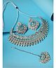 Sukkhi Universal Rhodium Plated Silver AD Stone Studded Choker Necklace Set