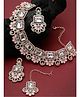 Sukkhi Good-Looking Rose Gold Plated Pink & Mint Green AD Stone Studded Choker Necklace Set