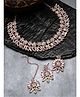 Sukkhi Dangling Rose Gold Plated Stone Studded Floral Choker Necklace Set