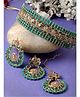 Sukkhi Indian Ethnic Gold Plated Green Kundan & Beads Studded Choker Necklace Set
