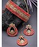 Sukkhi Indian Ethnic Gold Plated Red Kundan & Beads Studded Choker Necklace Set