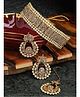 Sukkhi Indian Ethnic Gold Plated Golden Kundan & Beads Studded Choker Necklace Set
