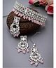 Sukkhi Amazing Rhodium Plated Pink color Ad Stone & Beads Studded Collar Necklace Set