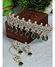 Sukkhi Antique Gold Plated Green AD & Beads Studded Choker Necklace Set