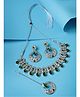 Sukkhi Dreamy Rhodium Plated Green AD & Beads Studded Choker Necklace Set