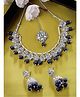 Sukkhi Youthful floral Rhodium Plated Black AD & Beads Studded Choker Necklace Set