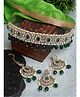 Sukkhi Pretty Traditional Style Gold Plated Green Kundan & Beads Studded Choker Necklace Set