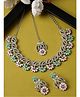 Sukkhi Bridal Rhodium Plated Pink & Mint Green AD Stone Studded Floral Choker Necklace Set