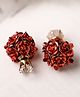Scintillare By Sukkhi Pretty Rose Gold Plated & Crystals Stones Studded Red Rose Floral Stud Earring