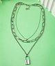 Scintillare By Sukkhi Western Style Rhodium Plated Silver Heart Lock Pendant Necklace