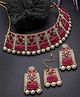 Sukkhi Adorable Unique Stylish Rani Pink Stone Studded with Pearls Choker Necklace Set