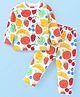 Babyhug Cotton Knit Full Sleeves Night Suit Fruits Print -  White