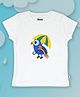 Pranava 100% Organic Cotton Half Sleeves Parrot Embroidered Tee - White