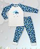 Pranava 100% Organic Cotton Full Raglan Sleeves Birds Printed Coordinating Tee & Joggers Set - White & Teal