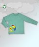 Pranava 100% Organic Cotton Full Sleeves Frog Embroidered Raglan Tee - Sea Green