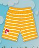 Pranava 100% Organic Cotton Mushroom Embroidered Striped Shorts - Yellow