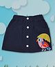 Pranava 100% Organic Cotton Parrot Embroidered Corduroy Skirt - Navy