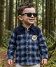 Babyoye Cotton Knit Full Sleeves Checks Shirt with Badge - Navy Blue