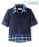 Babyoye Cotton Knit Full Sleeves Cut & Sew Check Shirt -  Navy Blue