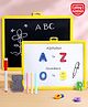 Play Nation 2-in-1 Multipurpose Double-Sided Magnet & Chalk Board | Educational Learning Board with Number Magnets, 26 Capital Letter Magnets, 3 Chalks, 1 Write & Wipe Pen and Duster for Drawing & Writing | Multicoloured | Early Education Toy