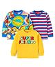 Babyhug Cotton Knit Full Sleeves T-Shirts with Stripes &    Text Graphics Pack of 3 - Blue & Yellow