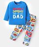 Babyhug Cotton Knit Full Sleeves Night Suit With Text Print - Blue