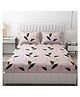 FRESH FROM LOOM Floral King Size Bedsheet - Microfiber Rotary Printed, Hypoallergenic, Wrinkle Free with 2 Pillow Covers (90 X 95 Inches , Flamingo, Leaf Design), Multicolor