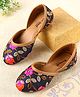 Cute Walk by Babyhug Slip On Mojaris with Floral Detailing - Navy Blue