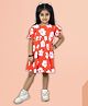 TIPPY TOP Cotton Half Puffed Sleeves Floral Printed Dress - Red