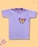 TIPPY TOP Cotton Half Sleeves Butterfly Patch Embroidered Bio Washed Tee - Lavender