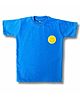 TIPPY TOP Cotton Half Sleeves Smiley Patch Embroidered Bio Washed Tee - Blue