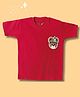 TIPPY TOP Cotton Half Sleeves Animal Patch Embroidered Bio Washed Tee - Red