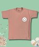 TIPPY TOP Cotton Half Sleeves Smiley Patch Embroidered Bio Washed Tee - Pink
