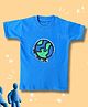 TIPPY TOP Cotton Half Sleeves Globe Patch Embroidered Bio Washed Tee - Blue