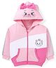 Babyhug Disney Terry Knit Full Sleeves Hooded Sweatjacket With Marie Front & Back Graphics & Applique Detailing With Kangaroo Pockets - Pink