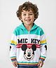 Babyhug Disney Terry Knit Full Sleeves Hooded Sweatshirt with Cut & Sew Design & Mickey Mouse Graphics - White