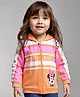Babyhug Disney Terry Knit Full Sleeves Cut & Sew Designed Hooded Sweatjacket With Minnie Mouse Front & Back Graphics - Pink Orange & White