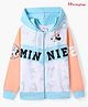 HoneyHap Disney Cut & Sew Hooded Full Sleeves Sweat Jackets With Minnie Mouse Graphics - Blue White & Peach