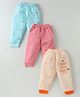 Mini Donuts Cotton Knit Full Length Pyjamas Text & Heart Printed Pack of 3 - Aqua Blue Coral  & Pink