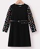 Kookie Kids Full Sleeves Party Frock With Heart Print - Black