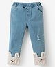 Kookie Kids Full Length Washed Jeans with Bunny Applique - Light Blue