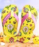Cute Walk by Babyhug Slip on Flip Flops with Back Strap & Floral Print - Limegreen