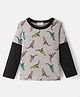 CrayonFlakes Doctor Sleeves Dinosaur Printed T-Shirt - Grey