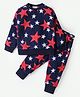 CrayonFlakes Full Sleeves Stars Printed Polar Fleece Sweatshirt Joggers Set - Navy