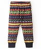 CrayonFlakes Jacquard Design Printed Polar Fleece Joggers - Navy Blue