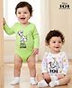Babyoye Disney Interlock Knit Full Sleeves Polka Dots & 101 Dalmatians Printed Onesies Pack of 2 - White & Green